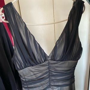 Connected sheer cinched black dress  size 12